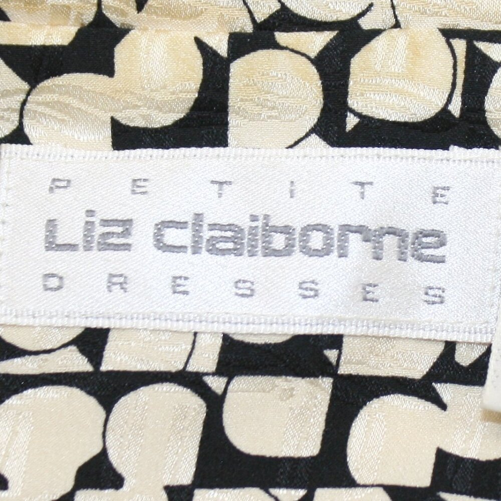 VINTAGE LIZ CLAIBORNE Silk Blazer Jacket Oversized Geometric Abstract Black 8 - Picture 7 of 16